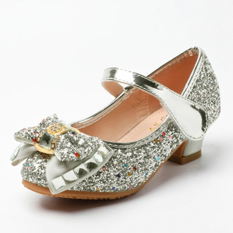 Kids Shoes for Girl Princess Fashion Sequins Rhinestone Bowtie Low Heel Leather Shoes Spring Children Girls Party Shoes SJD007