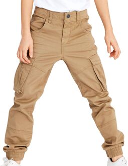 KIDS skinny broek met cargozakken bruin - 158