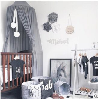 Kids Slaapkamer Decor Bed Gordijn Klamboe Baby Spelen Tent Mode grijs