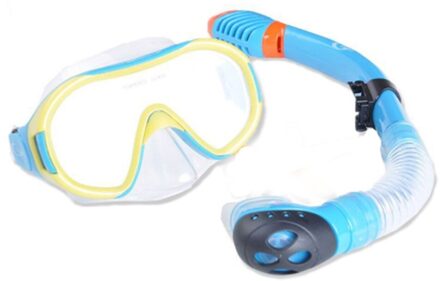 Kids Snorkel Set Anti-Fog Zwembril Beademingsbuis Vol Droge Snorkel Apparatuur Zwemmen Accessoires Voor Kinderen Blauw