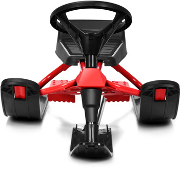 Kids Snow Racer Sled w/ Steering Wheel & Double Brakes Pull Rope Iron Outdoor