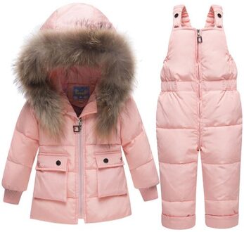 Kids Snowsuits Winter Herfst Hooded Down Jassen Voor Meisjes Jongens Kinderen Kleding Peuter Bovenkleding Warme Overalls Jumpsuits roze / 4T