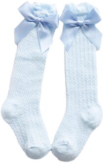 Kids Sokken Baby Meisjes Kniehoge Socking Katoen Zachte Kant Kinderen Sokken Prinses 0-3Yrs Peuter Meisje Beenwarmers Party blauw