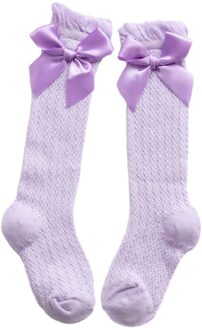 Kids Sokken Baby Meisjes Kniehoge Socking Katoen Zachte Kant Kinderen Sokken Prinses 0-3Yrs Peuter Meisje Beenwarmers Party paars