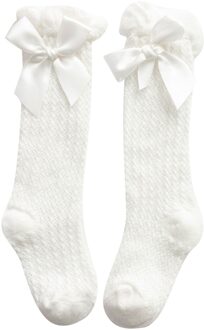 Kids Sokken Baby Meisjes Kniehoge Socking Katoen Zachte Kant Kinderen Sokken Prinses 0-3Yrs Peuter Meisje Beenwarmers Party wit