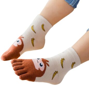 Kids Sokken Meisjes Jongen Cartoon Dier Vijf Vingers Anti Slip Katoenen Sokken Thermische Sokken Voor Kinderen Kids Sokken Katoen bruin