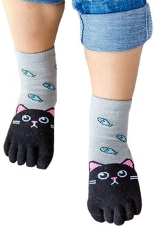 Kids Sokken Meisjes Jongen Cartoon Dier Vijf Vingers Anti Slip Katoenen Sokken Thermische Sokken Voor Kinderen Kids Sokken Katoen zwart