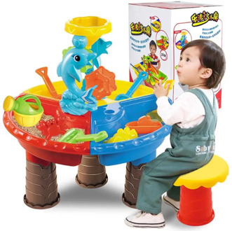 Kids Summer Outdoor Beach Sandpit Toy Summer Sand Bucket Water Wheel Table Toys Play Children Learning Education Toy Birthday