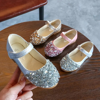 Kids Toddler Infant Baby Girls Crystal Leather Single Shoes Party Princess Shoes sapato menina de couro de festa6.641gg