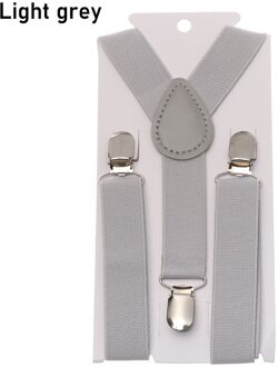 Kids Verstelbare Elastische Clip-On Bretels Y-Back Suspenderst Baby Jongens Meisjes Riem Bretels Bretels Effen Kleur Kinderen accessorie licht grijs