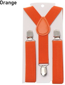 Kids Verstelbare Elastische Clip-On Bretels Y-Back Suspenderst Baby Jongens Meisjes Riem Bretels Bretels Effen Kleur Kinderen accessorie oranje