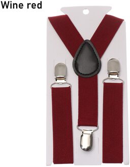 Kids Verstelbare Elastische Clip-On Bretels Y-Back Suspenderst Baby Jongens Meisjes Riem Bretels Bretels Effen Kleur Kinderen accessorie wijn rood