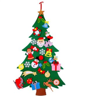 Kids Vilt Kerstboom Met Ornamenten Xmas Diy Deur Muur Opknoping Decor