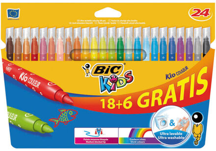 Kids Viltstiften Couleur 18+6 Stuks Multikleur