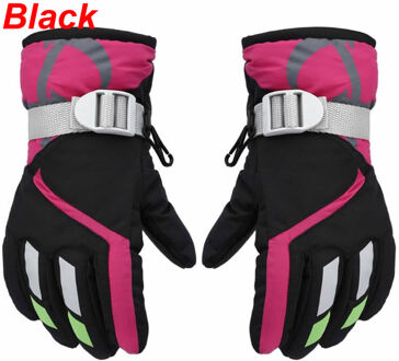 Kids Wanten Kinderen Jongens Meisjes Winter Warm Winddicht Waterdicht Antislip Sport Ski Handschoenen Kids Ademend Verstelbare Handschoen zwart