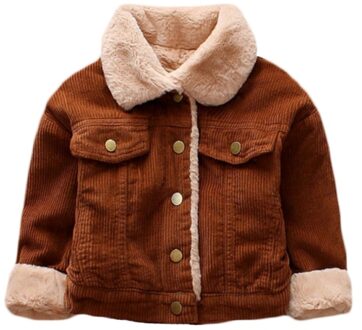Kids Warme Fluwelen Jassen Herfst Winter Baby Meisjes Jas Jongens Jas Kinderen Meisjes Bovenkleding Mode Meisjes Kleding Bruin / 12m