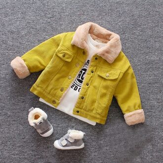 Kids Warme Fluwelen Jassen Herfst Winter Baby Meisjes Jas Jongens Jas Kinderen Meisjes Bovenkleding Mode Meisjes Kleding Geel / 24M