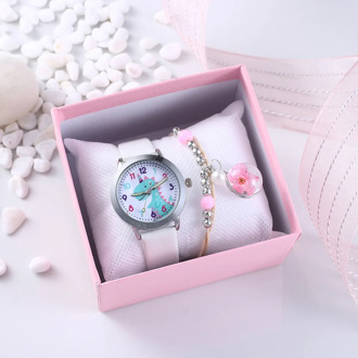 Kids Watch Cartoon Blue Unicorn Quartz Girls Watches for Children Boys Students Wrist Watch PU Leather Luminous Hands Wristwatch