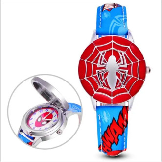 Kids watch Hero Captain America spiderman ironman watch Child Leather Quartz Flip Metal Case Watches Super Hero Boys Clock