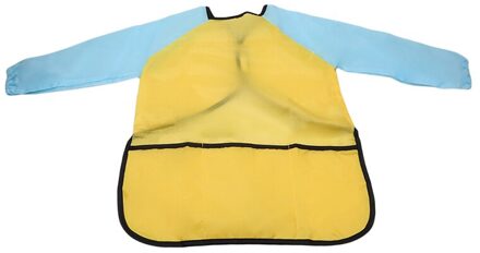 Kids Waterdicht Art Craft Schort Kiel Voor Kinderen Diy Schilderij Tekening Bakken Eten Schorten Zakken Voor Kwast Gereedschap geel