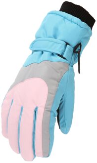 Kids Waterdicht Winddicht Warme Handschoenen Winter Professionele Ski Handschoenen Meisjes Jongens Volwassen Sneeuw Kids Skiën Snowboard Handschoenen Zwart lucht blauw