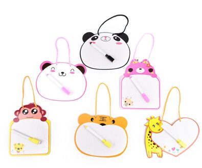 Kids Whiteboard Cartoon Dier Een Stuk Droog Veeg Karton Tekening Kid White Board Opknoping Met Pen 1Pcs 18Cm * 14Cm