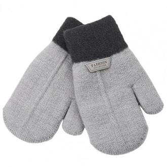Kids Winter Double Layer Dikke Warm Volledige Vinger Stiksels Gebreide Handschoenen Wanten grijs