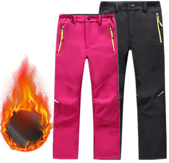 Kids Winter Fleece Sports Pants Outdoor Windproof Children Thick Warm Softshell Trousers For Boys Girls Hiking Camping Pants