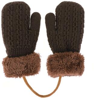 Kids Winter Warm Handschoenen Touch Screen Brei Handschoenen Dubbele Laag Gebreide Handschoenen Pluche Opknoping Thicken Winter Koude-proof Handschoenen koffie