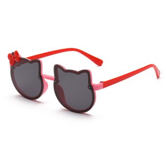 Kids Zonnebril Meisjes Cat Eye Kinderen Bril Jongens UV400 Lens Baby Zonnebril Leuke Brillen Tinten Driver Bril roze rood