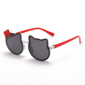 Kids Zonnebril Meisjes Cat Eye Kinderen Bril Jongens UV400 Lens Baby Zonnebril Leuke Brillen Tinten Driver Bril wit rood