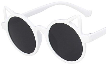 Kids Zonnebril Meisjes Cat Eye Kinderen Bril Jongens UV400 Lens Baby Zonnebril Leuke Brillen Tinten Driver Bril wit
