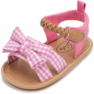 Kidsun Nieuw Product Baby Sandalen Baby Meisjes Schoenen Boog-Knoop Prinses Rubberen Zool Antislip Peuter Eerste wandelaars 2-Kleuren Roze / 13-18 months