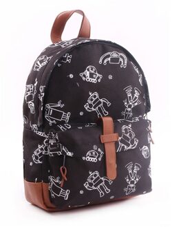 Kidzroom Rugzak Black & White Robots