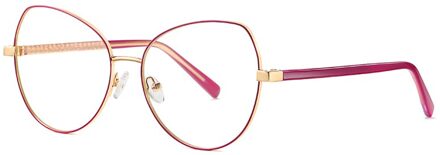 Kiekeboe Blauw Licht Blokkeren Cat Eye Bril Voor Computer Vrouwen Metalen Vrouwelijke Brillen Prescription Clear Lens Oogbescherming goud paars kader