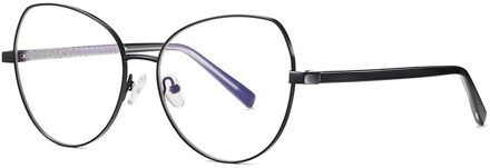 Kiekeboe Blauw Licht Blokkeren Cat Eye Bril Voor Computer Vrouwen Metalen Vrouwelijke Brillen Prescription Clear Lens Oogbescherming zwart met doorzichtig
