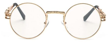 Kiekeboe Clear Gold Ronde Frames Brillen Voor Vrouwen Vintage Steampunk Ronde Brilmonturen Voor Mannen Mannelijke Nerd Metalen goud