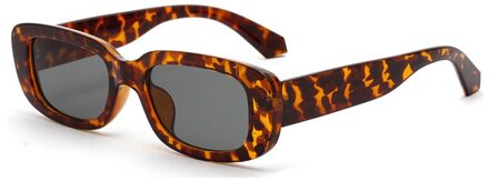 Kiekeboe mannen rechthoek zonnebril luipaard vrouwen zomer dames zonnebril retro vierkante zwart roze uv400 luipaard met groen