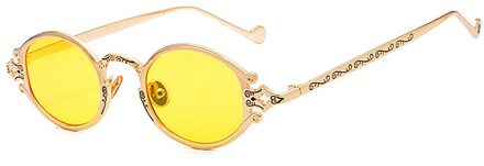 Kiekeboe mens ovale zonnebril mannen punk stijl rode vrouwen zonnebril retro ronde gold zwart metalen frame UV400 goud met geel