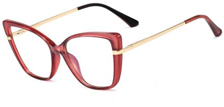 Kiekeboe Retro Cat Eye Bril Voor Computer Uv400 Anti Blauw Licht Vrouwelijke Optische Glazen Frame Vrouwen Clear Lens Half Metalen paars roze kader