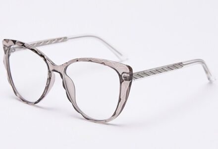 Kiekeboe TR90 Frame Cat Eye Bril Vrouwelijke Transparant Zwart Optische Glazen Frame Vrouwen Items grijs met doorzichtig