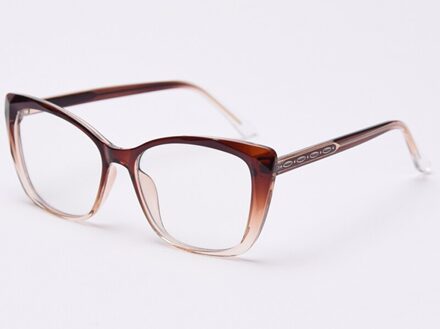 Kiekeboe TR90 Grote Glazen Frame Vrouwen Clear Lens Patroon Zwarte Dames Cat Eye Bril Optische Accessoires Vrouwelijke -Selling bruin doorzichtig kader