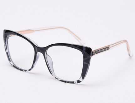 Kiekeboe TR90 Grote Glazen Frame Vrouwen Clear Lens Patroon Zwarte Dames Cat Eye Bril Optische Accessoires Vrouwelijke -Selling zwart patroon kader