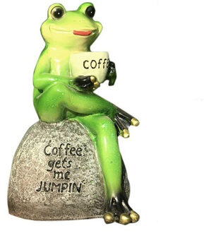 Kikker Drinken Koffie Ornamenten Hars Kikker Dier Tuin Sculptuur Bloempot Decor Voor Thuis Bureau Tuin Ornament Micro Landschap