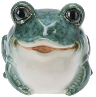 Kikker/pad beeldje lachend van porselein tuindecoratie 12 cm