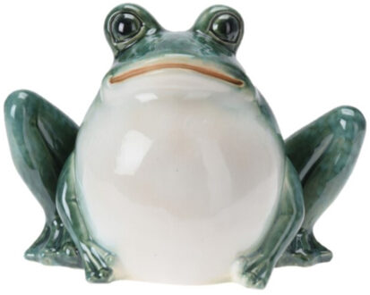 Kikker/pad beeldje van porselein tuindecoratie 17 cm - Beeldjes Groen