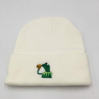 Kikker Uitglijden Thee Winter Hoed Mannen Gebreide Mutsen Unisex Vrouwen Kous Hoed Motorkap Outdoor Sport Ski Hat Cap wit