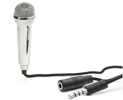 Kikkerland Mini karaoke microfoon voor smartphones - Zilver - 9x3x16cm