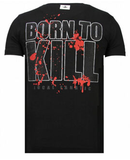 Killer Bunny - Rhinestone T-shirt - Zwart - Maten: XL