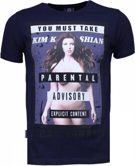 Kim Kardashian - Rhinestone T-shirt - Navy - Maten: XXL